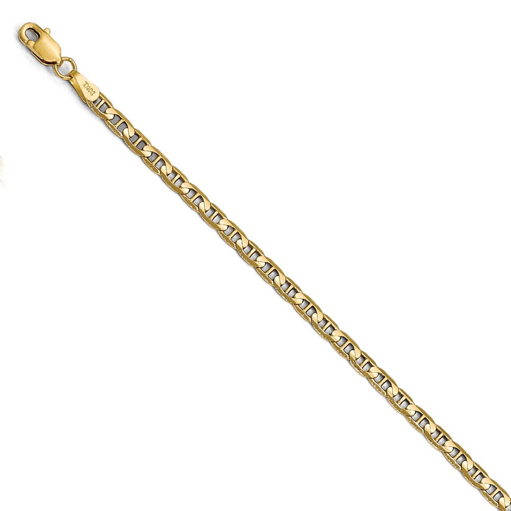 Brilliant Bijou 14k Yellow Gold 3.75mm Concave Anchor Chain Bracelet 