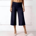 thumbnail image 5 of NAFUU Women Casual Pants Pleated Waist Solid Color Yoga Capri Pants Wide Leg Trousers Leisure Trousers Pants For Women, 5 of 5