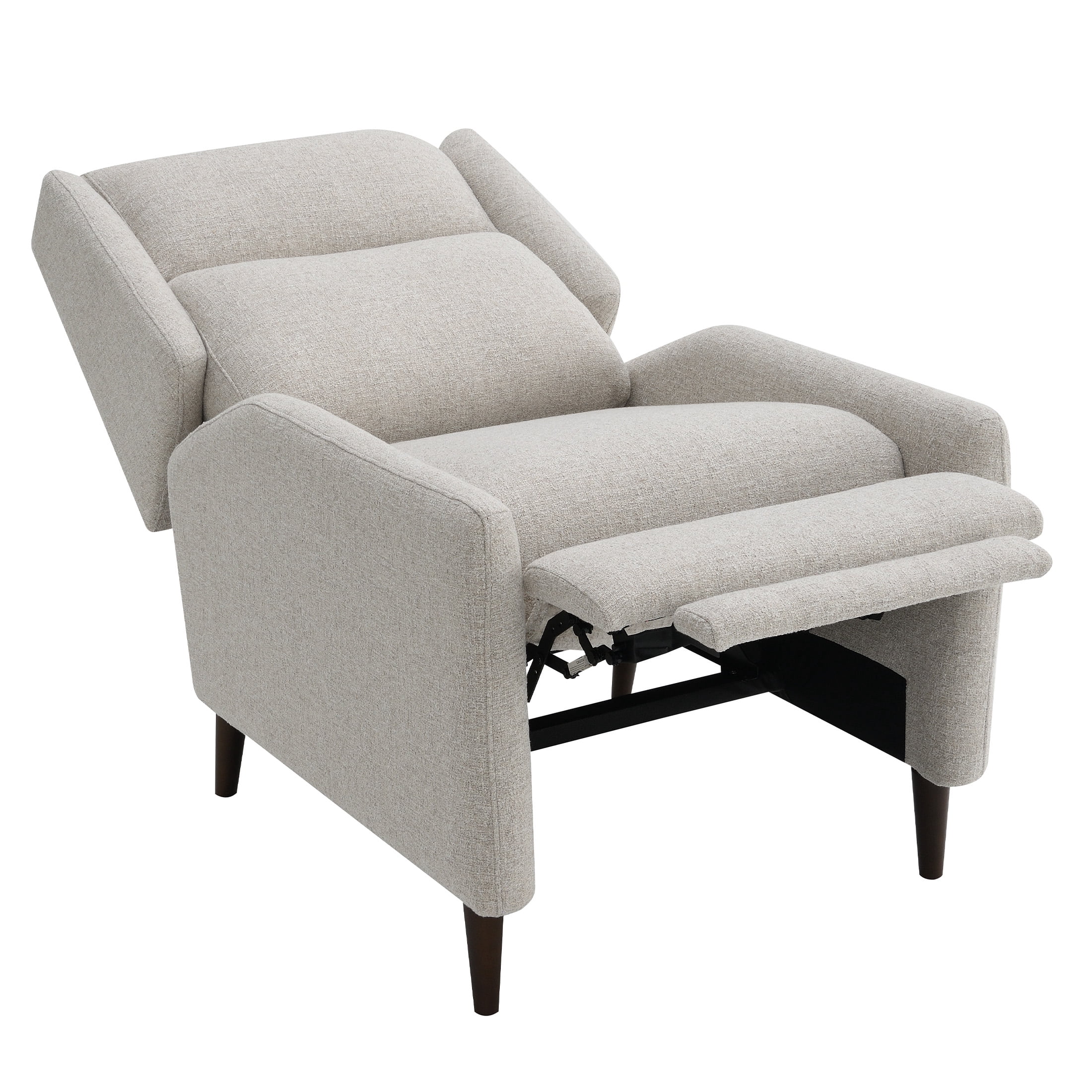 Aukfa Mid-Century Modern Pushback Recliner Chair, Linen Upholstered, Beige, High Back