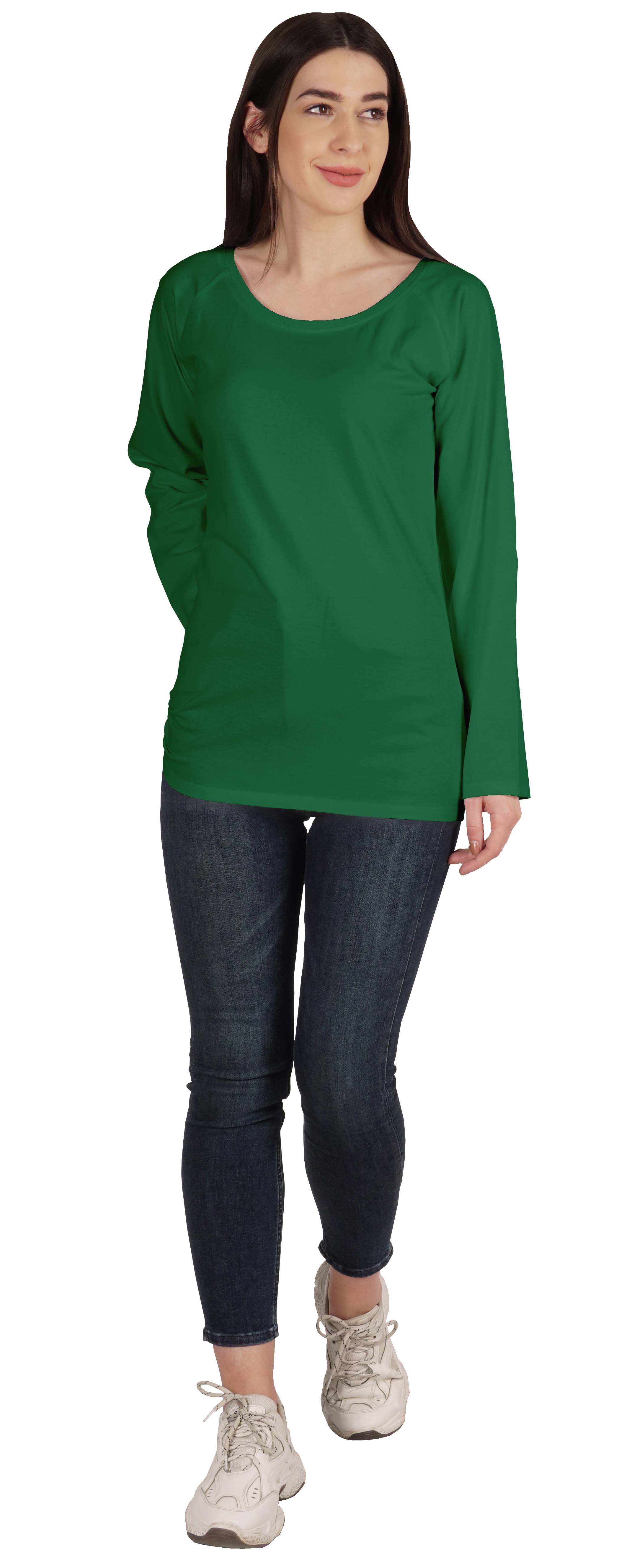 Inkmeso Solid Raglan Full Sleeve T-shirt For Women Scoop Neck Baseball Tee Casual Tops