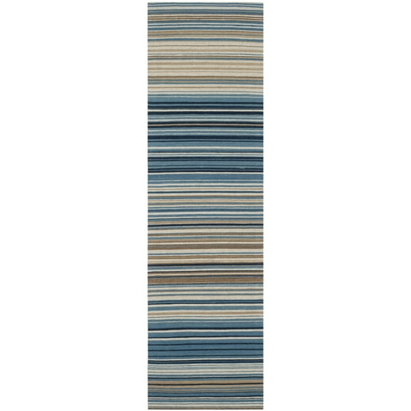 SAFAVIEH Marbella Ezekiel Striped Runner Rug, Blue/Multi, 2'3" x 6'