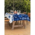 thumbnail image 2 of Outdoor Tablecloth with Umbrella Hole and Zipper, Navy Blue Christmas Rectangle Table Cloth 60x120 Inch Waterproof Tablecloth, Weeping Xmas Ball Snowflake Winter Picnic Table Cover for Patio Camping, 2 of 7