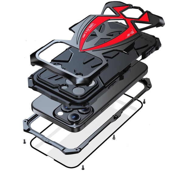 For iPhone 16 Pro Max Case Heavy Duty Protection Rugged Screw Full Body Military Grade Metal Bumper Rubber with Hard Durable Phone Cases Cover