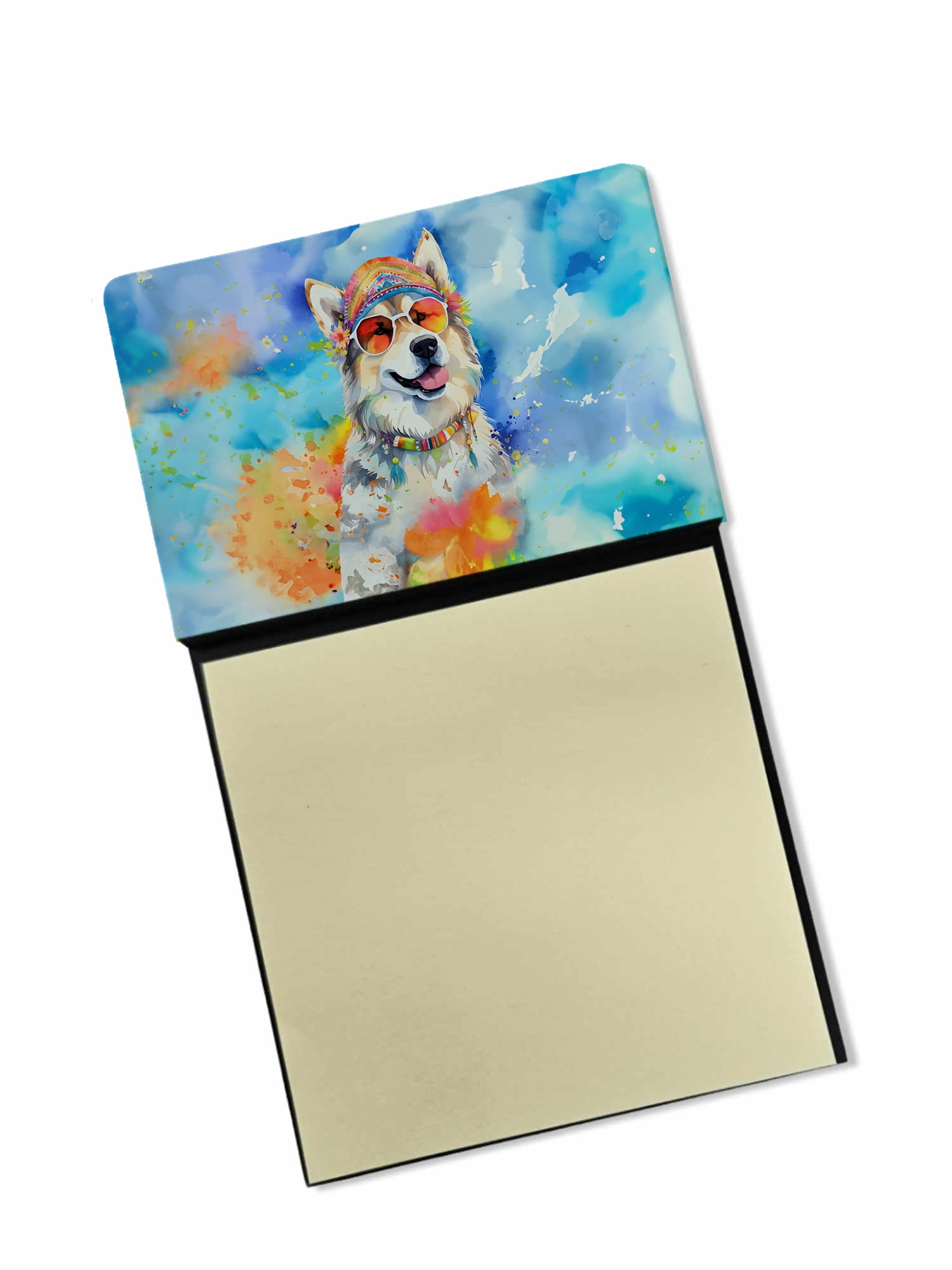 English Bulldog Hippie Dawg Sticky Note Holder 3.25 in x 5.25 in