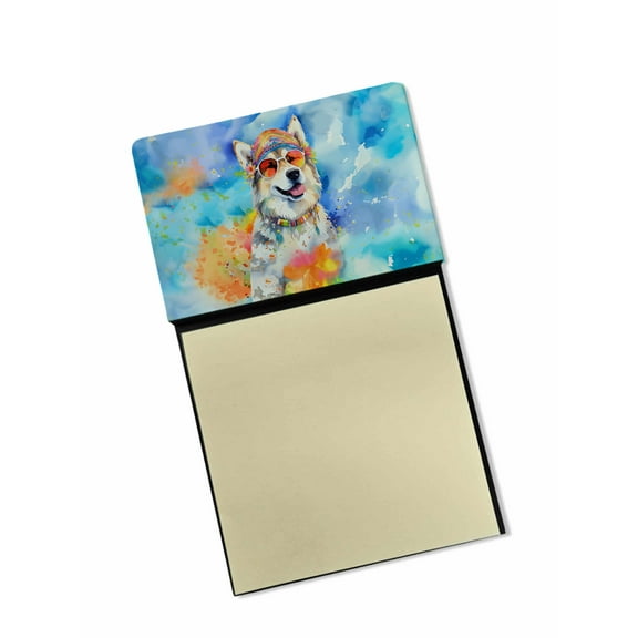 Alaskan Malamute Hippie Dawg Sticky Note Holder 3.25 in x 5.25 in