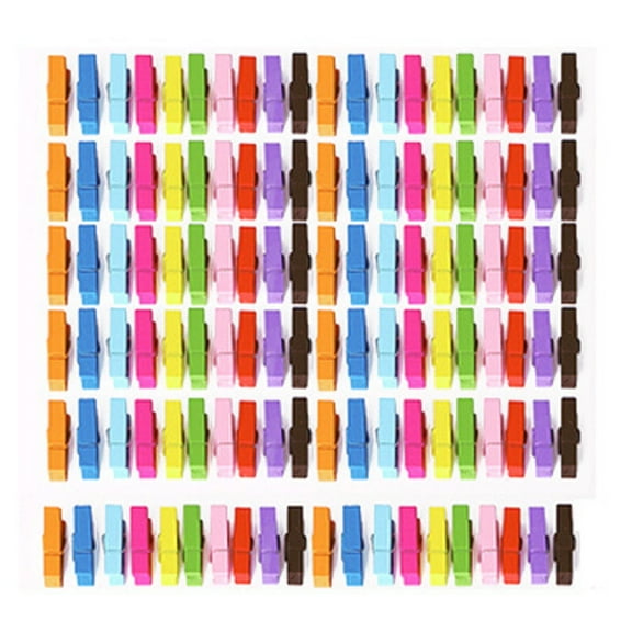 HongHeng Clothespins, Small Clothes Pins for Photos, 100PCS Mini Clothes Pins, Strong Springs Colorful Clothespins with Storage Bag, Mini Clothespins for Photos, Crafts, Pictures, Art