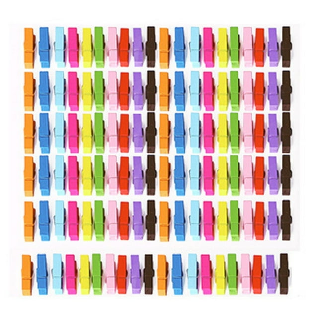 Mikilon 100-Pack Robuste 1,4 Pouces Mini Pinces à Linge en Bois pour l'Artisanat de Scrapbooking