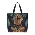 thumbnail image 1 of Disketp Tree Meditating Golden Retriever Bolsa Tote de Lona para Mujer, Bolso de Hombro y Cruzado con Cierre de Cremallera, 1 of 7