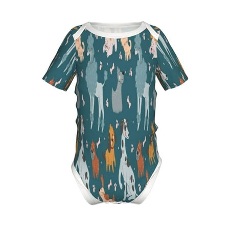 

Lukts Dogs Print Baby Short Sleeve Romper Onesie for Newborn Baby Boys and Girls-12 Months