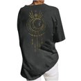 thumbnail image 1 of Blusa de manga corta informal con estampado de cuello redondo vintage para mujer Pompotops  hfajkhk126420, 1 of 6