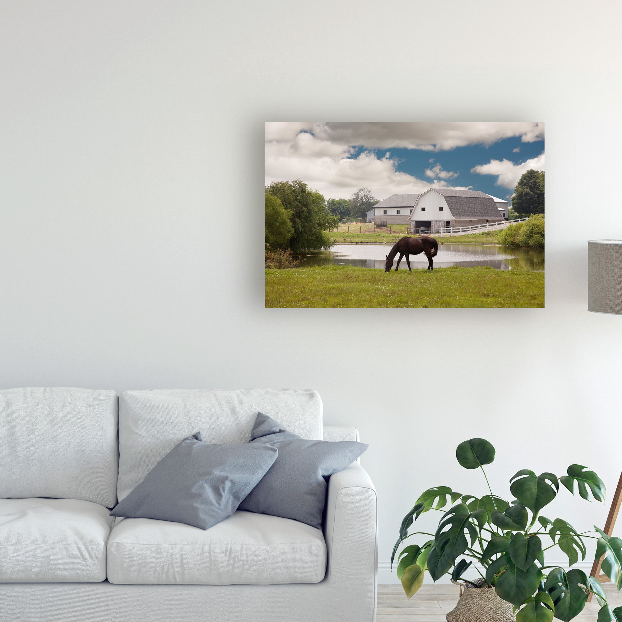 Trademark Fine Art 'Horse And Barn Shipshewana Indiana Color' Canvas Art by Monte Nagler