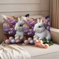 thumbnail image 2 of Easter Bunny Eggs Pillow Covers 2 Pack Spring Flowers Pillowcase Waterproof Outdoor Throw Pillow Cover for Patio Garden Square Cushion 18”x18”, 2 of 9