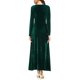 thumbnail image 5 of Vestido largo elástico de terciopelo fruncido de manga larga elegante para mujer Adepaton WRMH-233-7, 5 of 5
