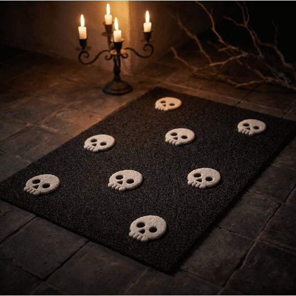 Halloween Cute Ghost Non-Slip Welcome Doormat, Polyester Spooky Floor Rug, Indoor Outdoor Entryway Kitchen Bedroom Holiday Decor