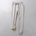 thumbnail image 2 of Women's Winter Warm Sherpa Lined Pants Solid High Waist Drawstring Stretchy Fleece Thermal Trousers with Pockets Ladies Clothes, 2 of 5
