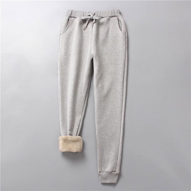 Puntoco Moda Mujer Deporte de invierno Pantalones de pierna de cintura alta Sólido Casual Suelto Cordero Terciopelo Leggins Pantalones largos Puntoco Puntoco-1946