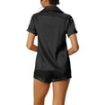 thumbnail image 3 of INSPIRE CHIC Women's Satin Pajama Set Button Short Sleeve Shirt with Shorts 2 Pcs Loungwear Sleepwear XS Black, 3 of 6