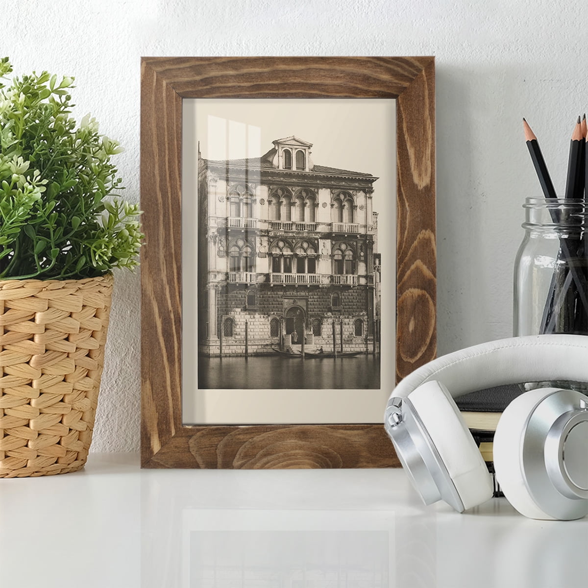 Vintage Views of Venice II - Framed Print w/glass - Walnut