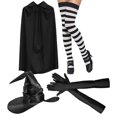 thumbnail image 1 of Halloween Wizard Costume Set Witch Hat Cape Claw Gloves Kids Adults Cosplay Party Attires Outfit Purple, 1 of 4
