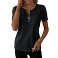 thumbnail image 2 of BRGZLK Short Sleeve Tops For Women Pullover with Half Zipper Shirts Summer Fashion 2026 School Outfits For Teachers, 2 of 5
