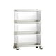 thumbnail image 2 of Estante de almacenamiento – Carrito de cocina, organizador de snacks multicapa plegable con ruedas, estanterías de plástico transparente, blanco y beige, 3 niveles, 24,61 x 13,78 x 9,45 in, 2 of 6