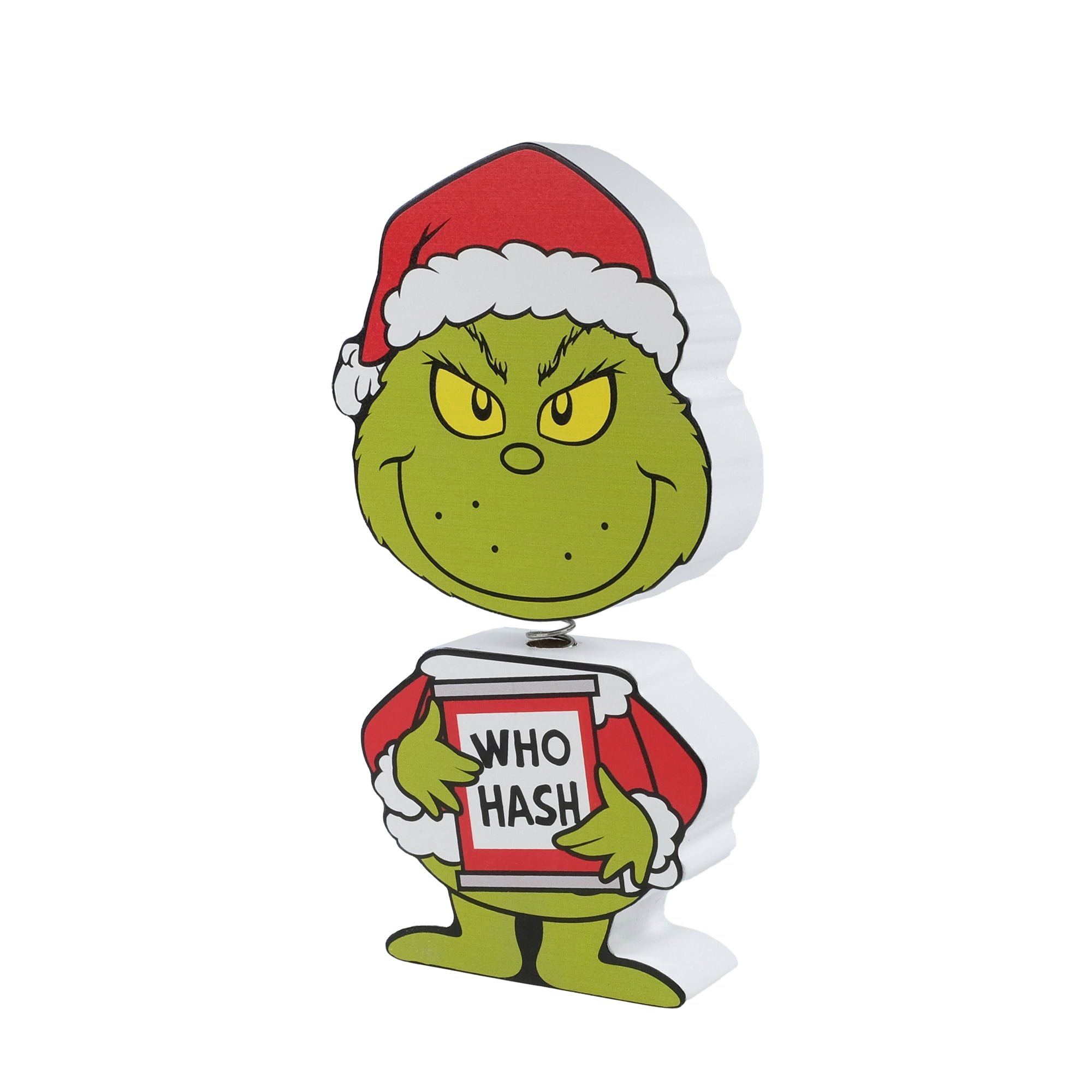 The Grinch Who Stole Christmas Grinch, Chunky Wood Bobblehead Table Top Décor, 6.5" Tall, MDF, Green, by Ruz