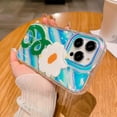 thumbnail image 3 of iPhone 14 Pro Max Holographic Case, Cute Laser 3D Curly Water Ripple Bling Glitter Luxury Wave Shape Phone case for Women Girls Silicone Protection Cover (Flower), 3 of 13