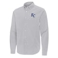 thumbnail image 2 of Men's Antigua Gray Kansas City Royals Porter Woven Long Sleeve Button-Down Shirt, 2 of 3