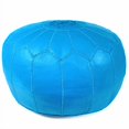 thumbnail image 2 of Mina Stuffed Moroccan Leather Pouf Ottoman, 20" Diameter and 13" Height (Turquoise), 2 of 3