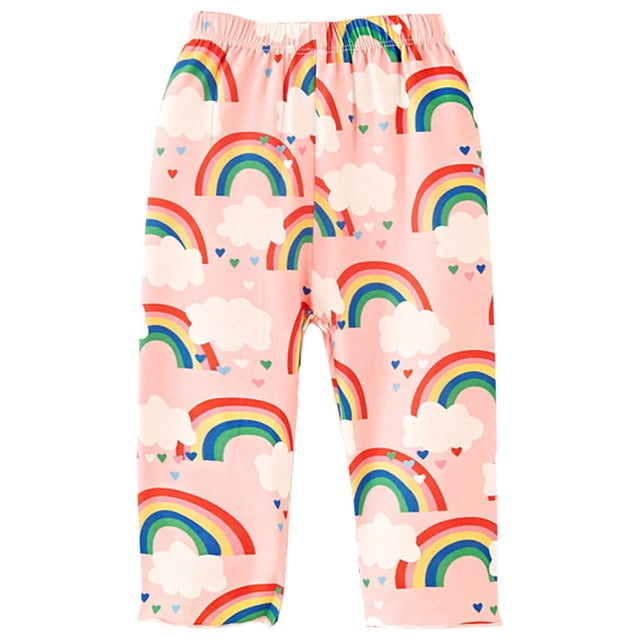 Odeerbi 1-6 Años Niñas Leggings Florales Calcetines Elásticos Pantalones Capris Patrón de Verano Bajo Calcetines