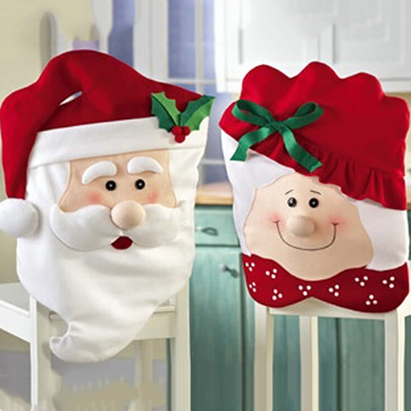 Christmas Chair Back Covers Mr & Mrs Santa Claus Chair Slip Covers Rich