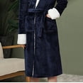 thumbnail image 6 of Penkiiy Fleece Hooded Robe Bathrobe Women's Winter Warm Nightgown Couple Bathrobe Men And Women And Winter Nightgown Navy Nightgowns, 6 of 8