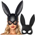 thumbnail image 3 of 1 máscara de conejito para mujer, máscara de conejo, accesorio para disfraz de fiesta de Pascua de Halloween (negro mate), 3 of 5