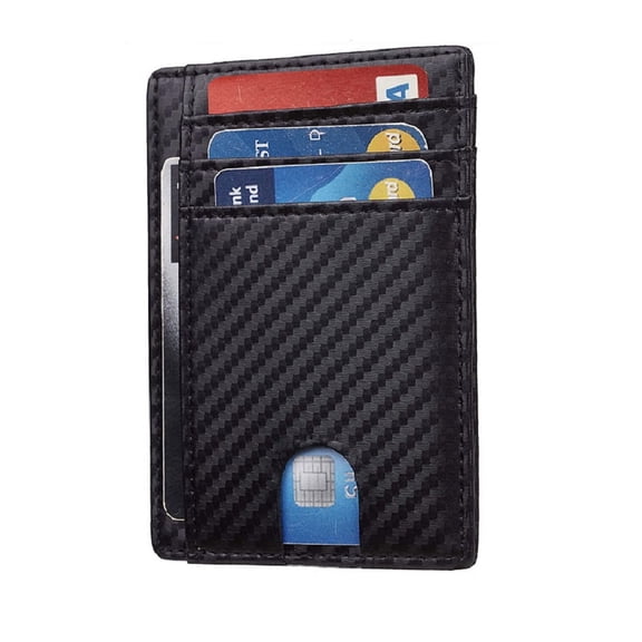 Slim Men’s Front Pocket Wallet, Minimalist Leather Wallet with RFID Blocking Carbon Fiber Design for Credit Cards and Cash TIKA