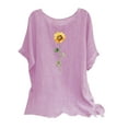 thumbnail image 1 of Tnhcen Chemise d'Été Vintage à Manches Courtes Col Rond – Coupe Ample en Coton Lin Style Rétro Basique P-2TG, 1 of 7