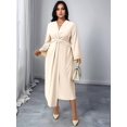 thumbnail image 6 of Wedding Guests Dresses Women Formal Maxi Dress Plus Size Twist Front V-Neck Wrap Dress Evening Party Color XXXL, 6 of 8