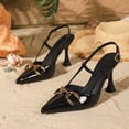 thumbnail image 5 of Viluyesy Womens Pumps Stiletto Pointed Toe Metal Buckle Slip On Dressy Comfortable Party Wedding Shoes Black Size 6, 5 of 7