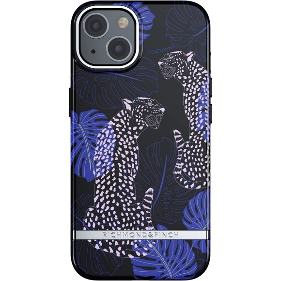 Richmond & Finch Phone Case Compatible with iPhone 13, Blue Cheetah Design, 6.1 Inches, Shockproof, Raised Edges, Fully