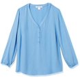 thumbnail image 3 of Amazon Essentials Camisa de Manga 3/4 con Botones para Mujer, Color Azul francés, Talla S, 3 of 6