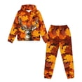 thumbnail image 4 of Uorisanigo Big Kids Tracksuit Boys Girls 2 Piece Sweatsuit Jogging Outfits Soft Orange Maple Leaf Deer Pullover Hoodie Sweatshirt and Jogger Pants Clothing Sets Fall Fashion, 4 of 7