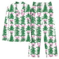 thumbnail image 5 of Christmas Pajamas for Women Set Cute Bow&Snowflake Print Pjs 2-Piece Button Down Long Sleeve Shirts with Long Pants Soft Stretchy Loungewear Two Piece Sleepwear Comfy Homewear with Pockets, 5 of 5