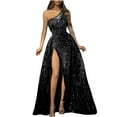 thumbnail image 3 of Horkkom Women Prom Dress Sparkly Sequins Maxi Dresses One Shoulder formal Evening Gown Glitter Party Club Cocktail Dress, 3 of 7