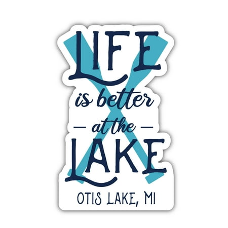 

Otis Lake Michigan Souvenir 4 Inch Fridge Magnet Paddle Design 4-Pack