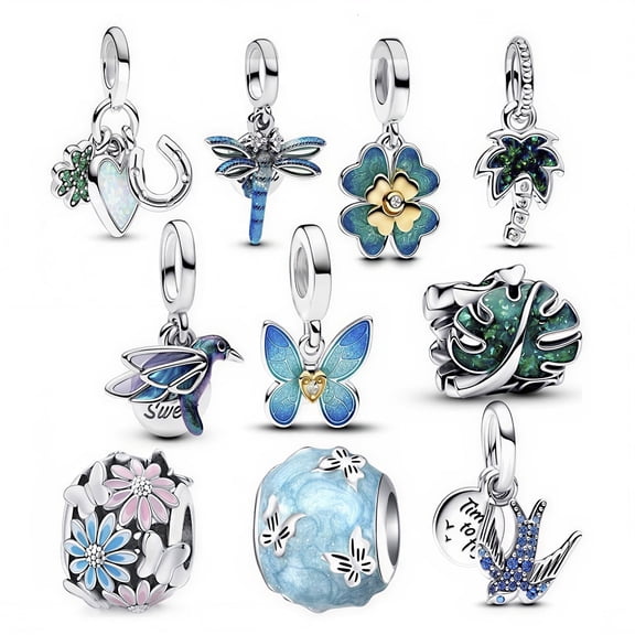 ROSIANNA 10 Pack Silver Charms for Bracelets and Necklaces Charms for Women Pendant Beads Set