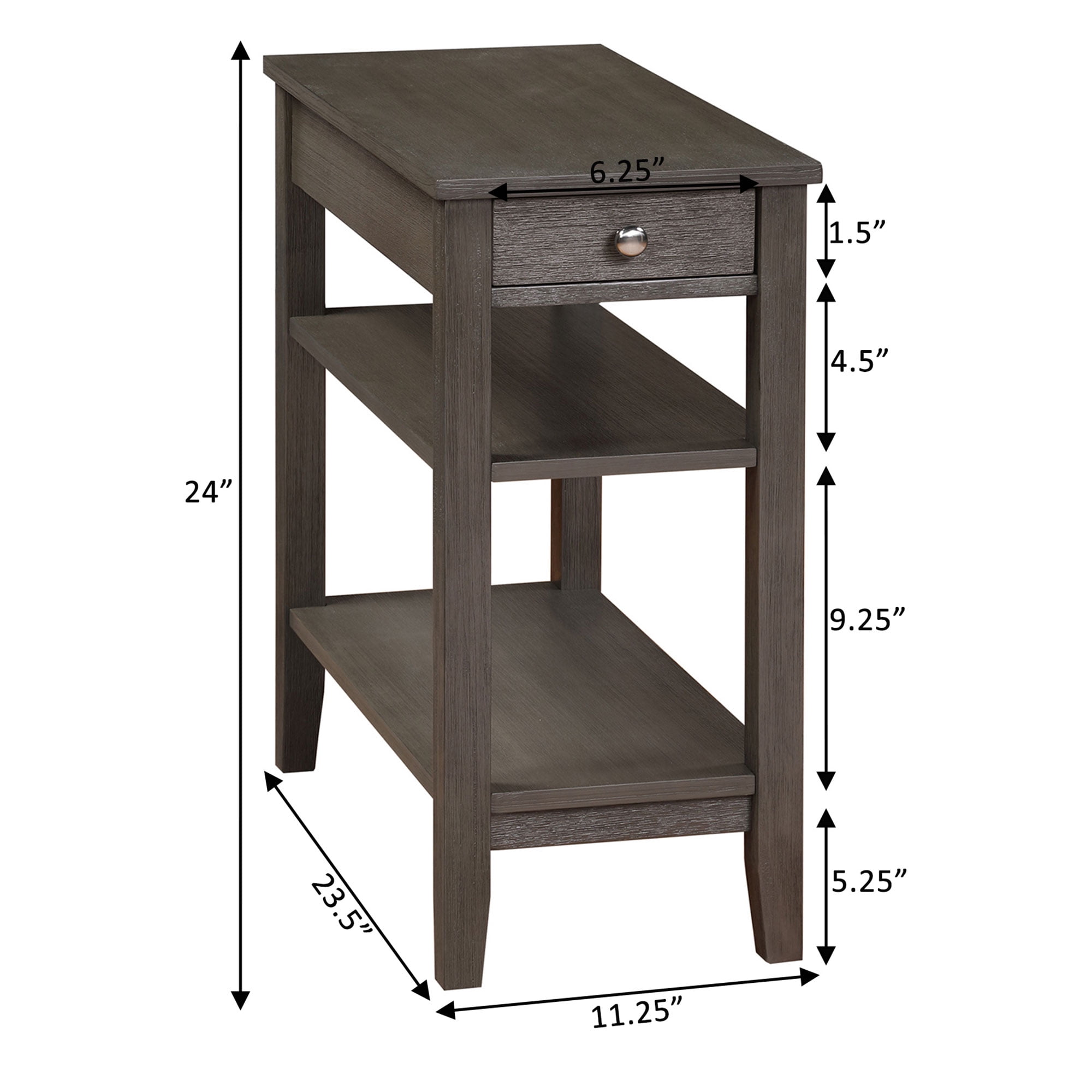 Convenience Concepts American Heritage End Table w/ Charging Station, Gray