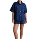 thumbnail image 3 of Conjuntos de 2 Piezas para Mujer: Camisa Vaquera Azul de Corta con Botones y Pantalones Cortos de Mezclilla de Cintura Alta. Azul Oscuro XXL, 3 of 10