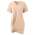 thumbnail image 4 of 2025 Nuevo vestido de playa de verano con cuello en V, manga corta y nudo lateral - Minivestido informal para mujer - Tallas S-XXL, 4 of 5