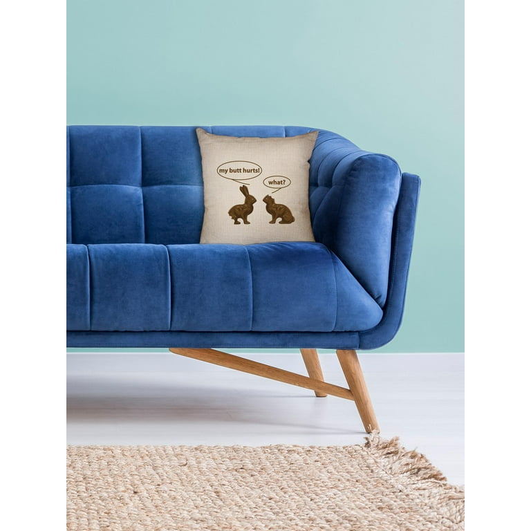 My Butt Hurts What Funny Talking Chocolate Rabbits Decorative Linen Throw Cushion Pillow Case with Insert