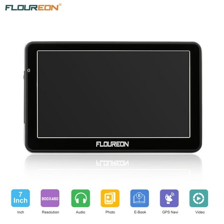 FLOUREON GPS Navigator 7.0 inch GPS Navigation System with Lifetime US/Canada/Mexico Maps Spoken Turn-By-Turn Directions Direct Access Driver Alerts For Car Vehicle Truck Taxi