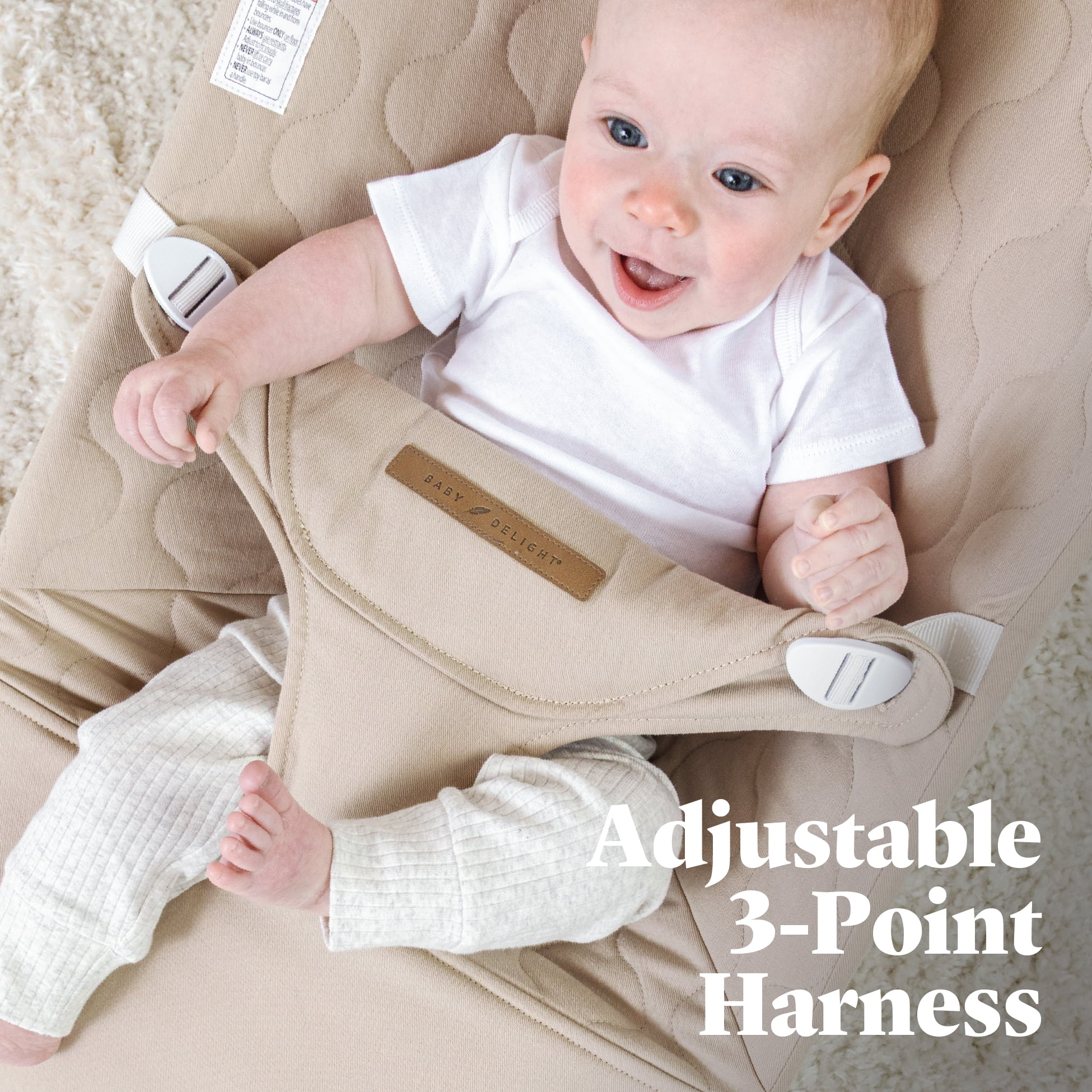 Baby Delight Alpine Organic Deluxe Portable Bouncer, Lightweight, Travel-Ready & Adjustable Recline, Organic Sesame